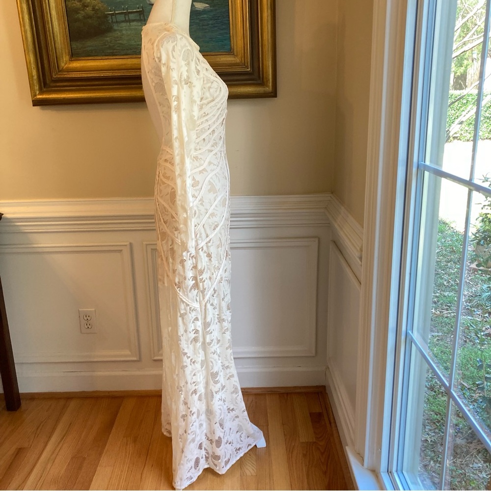H&M Cream Lace Open Back Long Sleeve Maxi Dress NWT - Picture 13 of 15